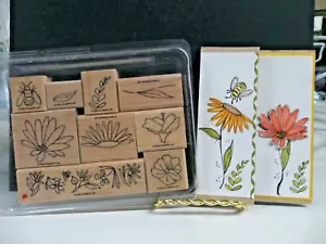 Stampin' Up! Stamp set - IN FULL BLOOM -wood mounted, bees & flowers gently used - Picture 1 of 6