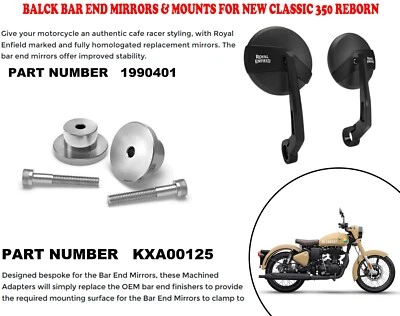 "BLACK BAR END MIRROR & MOUNTS" FIT FOR ROYAL ENFIELD NEW CLASSIC 350 REBORN - Image 1 of 4