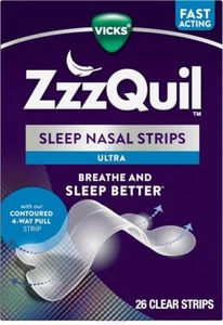 Vicks ZzzQuil Sleep Aid Ultra Nasal Strip Anti-Snoring Nasal Strips, clear 26 ct - Picture 1 of 1