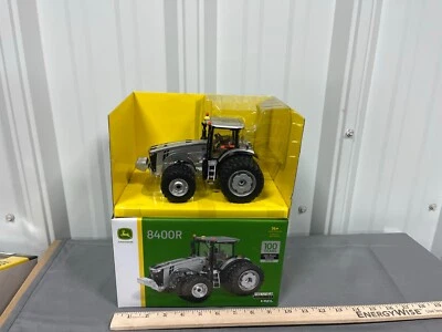 John Deere 8400R 100 Year Silver Platinum Toy Tractor 1:32 NIB MINT 2018 chrome - Image 1 of 4