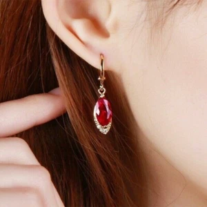 2.00Ct Marquise Cut Lab-Created Ruby DropDangle Earrings 14K Yellow Gold Plated - Picture 1 of 6