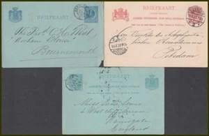 NETHERLANDS POSTAL STATIONERY CARDS (x3) 1884/1907 (ID:383/D39096) - Picture 1 of 2