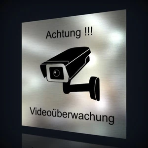 PLACA DE SEÑALIZACIÓN DE ACERO INOXIDABLE "ATENCIÓN VIDEOVIGILANCIA" * CON GRABADO LÁSER A PETICIÓN - Imagen 1 de 2