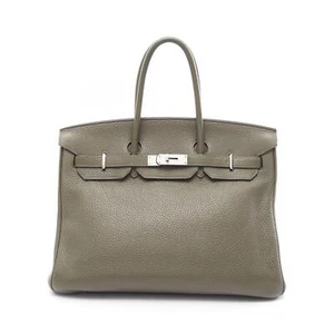 HERMES Birkin 35 Handtasche Togo Leder Grün Vert gris Gebraucht Damen M SHW - Bild 1 von 12