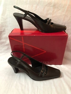 Aerosoles Cuero Marrón Eslinga Trasera 3 Hebillas Pequeñas Cierre Punto Blanco Talla. 7,5 M Foto 1 de 4