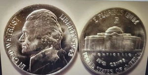 1943 P Silver Jefferson Nickel Choice Bu from original roll No Reserve - Picture 1 of 1