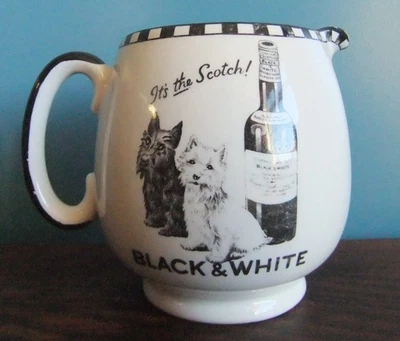 Vintage SHELLY Pottery Scotch Whisky Black & White Advertising Pub Jug - Image 1 of 4