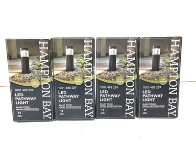 4 件装 Hampton Bay 低电压 10W Equiv 黑色户外 LED 圆形景观路径 — 第 1/3 张图片