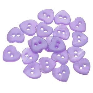 20Pcs 2 Hole 11.5mm Heart Shape Natural Shell Button for Shirt Coats, Purple - Picture 1 of 6
