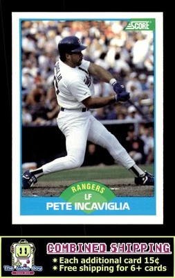 1989 Score #201 Pete Incaviglia Texas Rangers - Image 1 of 2