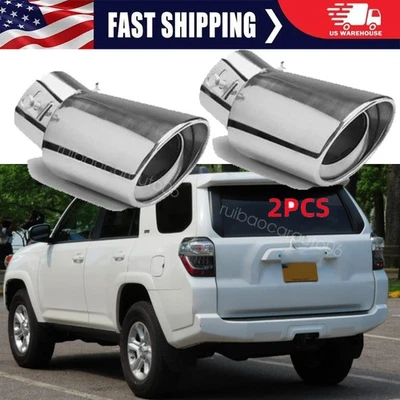 2PCS Stainless Steel Rear Exhaust Pipe Tail Muffler Tip Round For Toyota 4Runner Foto 1 de 4