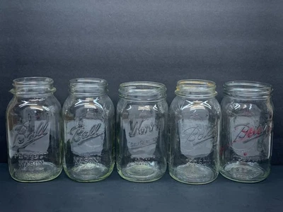 5 frascos de enlatado vintage Ball & Kerr de 1 cuarto sin tapas Foto 1 de 4