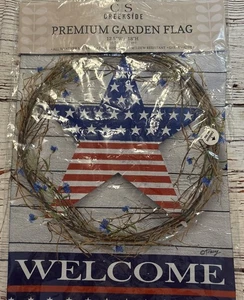 Bandiera da giardino patriottica 4 luglio 12x18” doppia faccia benvenuto stella americana nuova - Foto 1 di 6