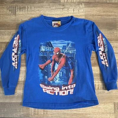 Vintage Spider-Man 2 Promo Shirt Youth Small Swing Into Action Long Sleeve 2004 - Image 1 of 4