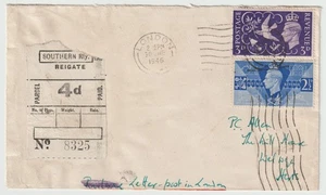 1946 BRIEF NACH WELWYN SOUTHERN RAILWAY 4d PAKETMARKE GESTEMPELT LONDON MACHINE - Bild 1 von 2