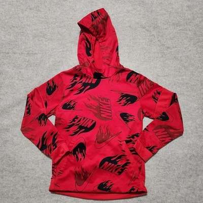 Sudadera con Capucha Nike Dri-FIT Niños Talla L Roja Estampado de Llama Pullover Sudadera Foto 1 de 4