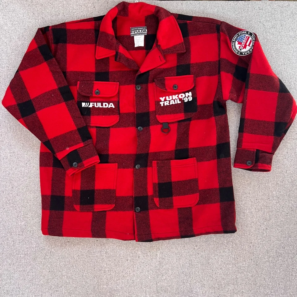 100% Laine Wool Jacket Plaid Yukon Trail Fulda 3XL XXXL Hiking Fulda Shacket - Image 1 of 4