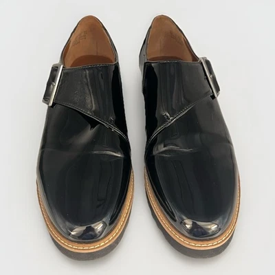 FRANCO SARTO Cade Monk Correa Hebilla Mujer Talla 9 M Negro Charol Suela Gruesa Foto 1 de 4