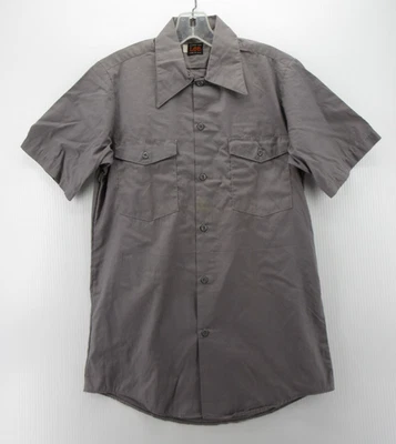 VINTAGE Lee Shirt Men Small Gray Button Down Utility Flap Pockets 70s USA Made * - Image 1 of 4