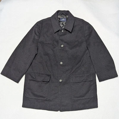 Шерстяное пальто Brooks Brothers 346 верхнее пальто мужское большое черное с подкладкой воротник на пуговицах - Изображение 1 из 4