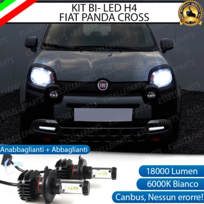 ESL KIT LED H4 PER FIAT PANDA CROSS 6000K BIANCO CANBUS 18000 LUMEN REALI BI-LED