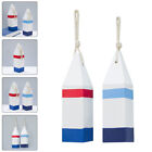 Nautical Wooden Sea Buoy Decor (2pcs) - Beach Themed Ornament with Rope Hanger