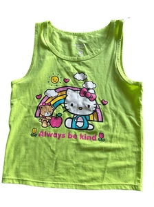 Hello Kitty lime green tank top Be Kind’ sz Large 10-12 NEW - Picture 1 of 5