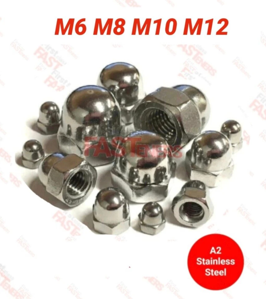 FIRST CLASS FASTENERS M6 M8 M10 M12 Dome Nut Hex Cap Acorn Stainless Steel A2-70 (304)