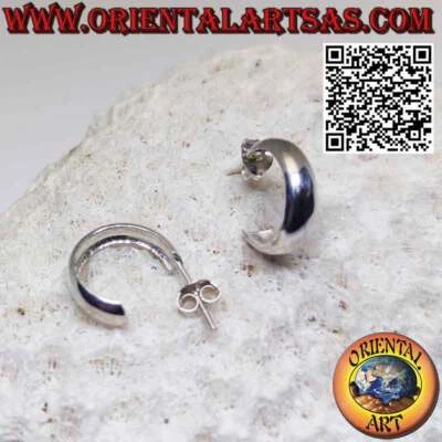 Orecchini argento 925‰  a cerchio largo bombato da 14mm*5 mm con farfallina - Immagine 1 di 4