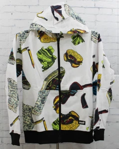 Neff Hamburger Heaven Zip-Up Hoodie, Boy's Youth Medium, White Print New - Picture 1 of 1