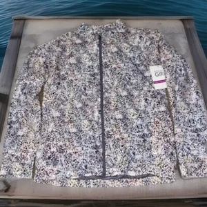 Athleta Girl XXL 16 Ice Storm Soft Lined Full Zip Gray Printed Jacket - Picture 1 of 7