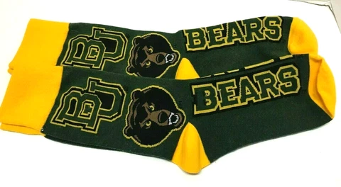 BAYLOR BEARS SIC'EM Paws Green Yellow Adult Men Women (2 pairs) Socks 9-13 NEW Cover