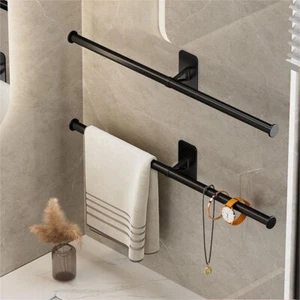 Self Adhesive Towel Rod Bar Wall Mounted Towel Holder Rail Rack Kitchen Bathroom - Picture 1 of 7