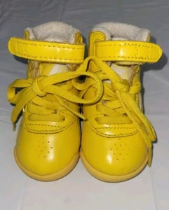 Vintage Reebok TODDLER Yellow Leather Hi-Top Sneakers Size 3 With Box READ - Picture 1 of 14