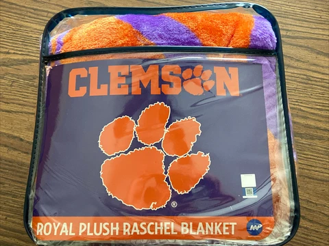 Royal Plush Raschel Blanket - Clemson University Tigers - Queen Size Cover