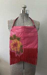 Vintage c.2000 Jamin Puech Pink Leather Bag with Beads and Silk Fringe - Picture 1 of 7