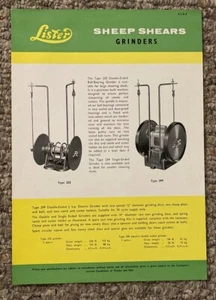 LA124 Lister Sheep Shears Grinders Type 233 299 Specification Sheet - Picture 1 of 2