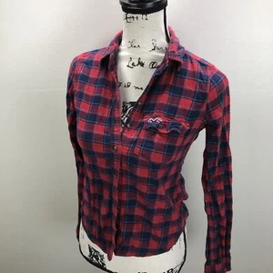 HOLLISTER Button Down Red Plaid Casual Shirt Women's Size XS - Picture 1 of 11