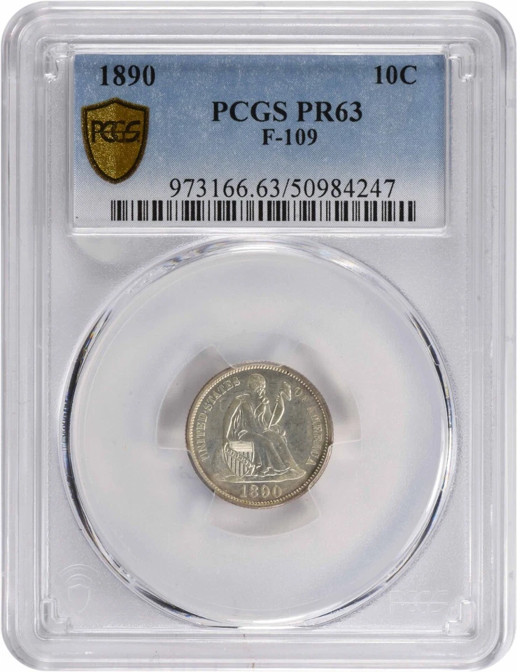 1890 Liberty Seated Silver Dime F-109 PR63 PCGS - Image 1 of 4