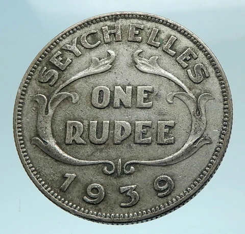 1939 SEYCHELLES Archipelago Genuine King George VI Big SILVER RUPEE Coin i78658 Cover