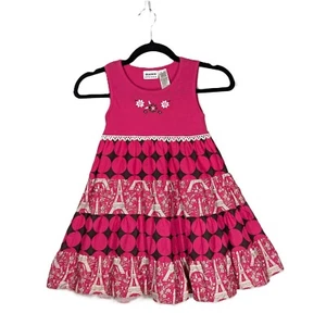 Blueberi Boulevard Dress Tiered Paris Eiffel Tower Cottagecore Girls Size 6X - Picture 1 of 9
