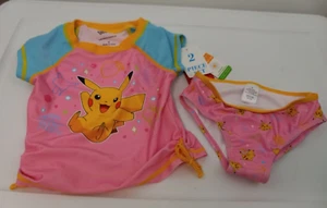 Pokemon Swimsuit Girls Size 5 Tankini Set Bikini Swim Rash Guard Shirt NWT - Picture 1 of 2
