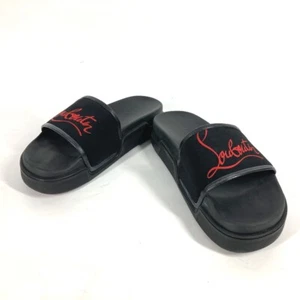 Christian Louboutin Logo Zapatos Zapatos Playa Sandalias Goma Negro/Rojo - Imagen 1 de 10