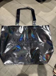 Victoria's Secret PINK LOGO SCHILLERND WIEDERVERWENDBAR ÖKO TRAGETASCHE FITNESS STRAND EINKAUFSTASCHE - Bild 1 von 4