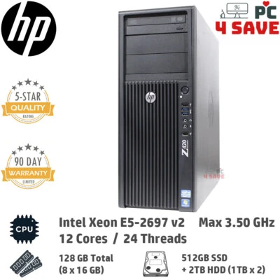 HP E5-2697 V2 CPU 12 Cores / 128GB RAM / 512GB SSD + 2TB HDD Z420 Workstation TW - Image 1 of 4