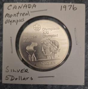 1976 Canada $5 Dollar Silver Summer Olympics Montreal Coin - Picture 1 of 2
