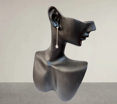 orecchini pendenti donna oro bianco 18 kt 750% catena e punto luce zircone  - Immagine 1 di 2