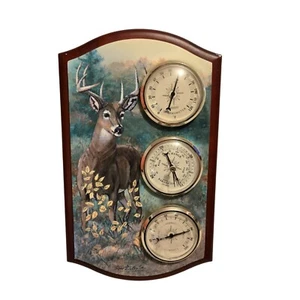 Vtg. Buck Deer Themed Wall Barometer Thermometer Humidity By Bart DeCeglie MCM - Picture 1 of 12