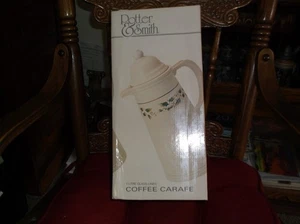 Vintage Potter & Smith 1 L Isolierglas-gefütterte Kaffeekaraffe ~ Holly Design ~ - Bild 1 von 7