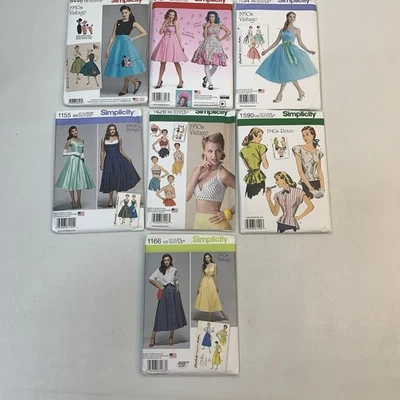 Lot Of 7 Modern 40’s - 50’s Women's Sewing Patterns Dresses Outfits Uncut - Image 1 of 4